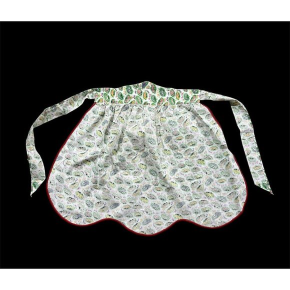 Vintage Apron Flowers Rick Rack Trim Heart Pocket Floral Cotton Tie Handmade - Picture 3 of 8